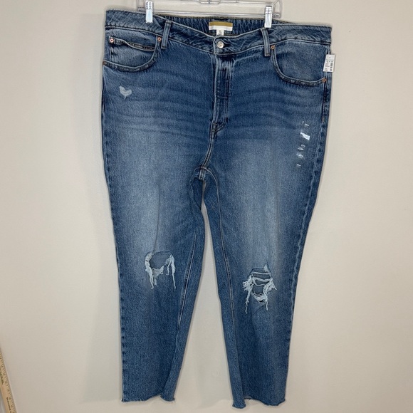 Maurices Denim - Maurice’s HighRise Distressed Mom Jeans Light Wash Plus Size 22 Relaxed Fit